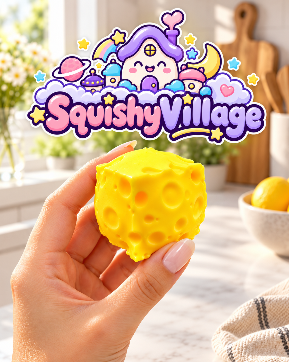 Cheese Squishy Toy - Soft Stress Relief Fidget - Squishy Village
