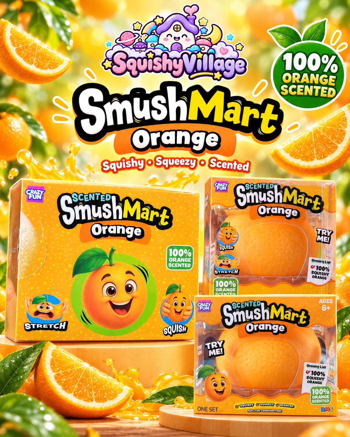 SmushMart Orange Scented Squishy – Soft, Stretchy & Squeezable
