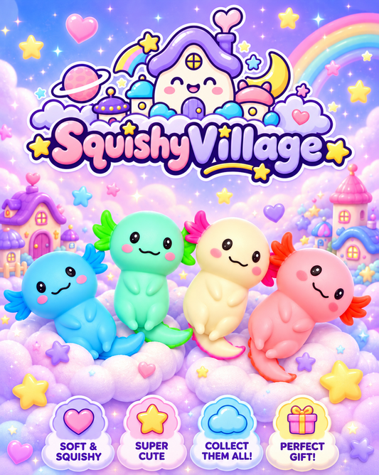 Random Color Axolotl Squishy Toy - Cute Stress Relief Fidget - Squishy Village