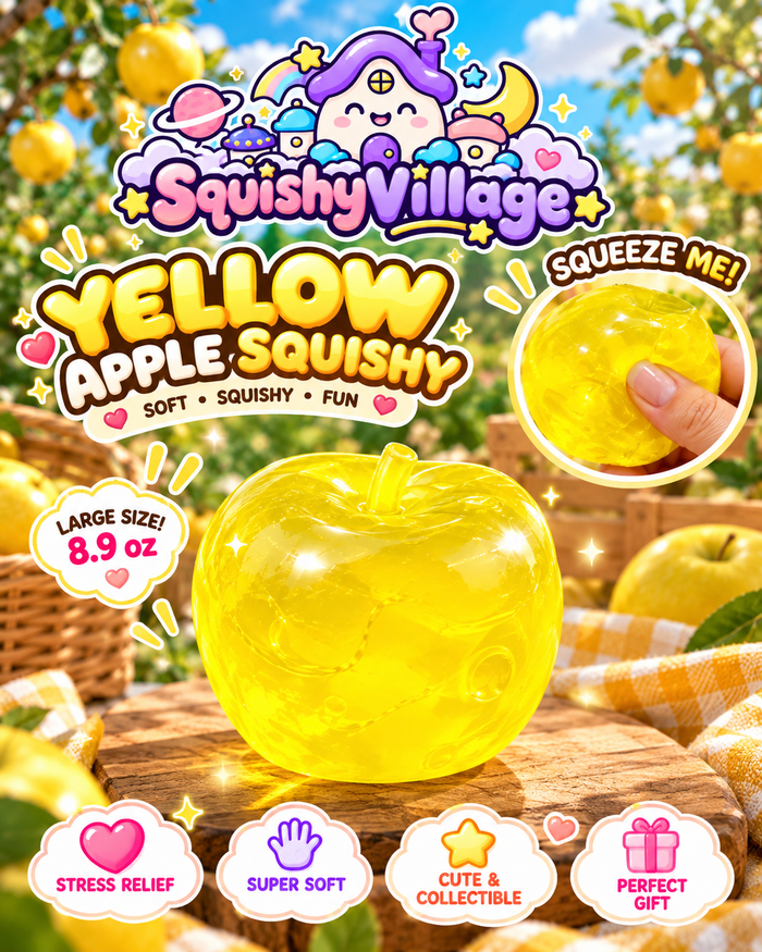 Large Yellow Apple Squishy – 8.9 oz Jelly Stress Toy