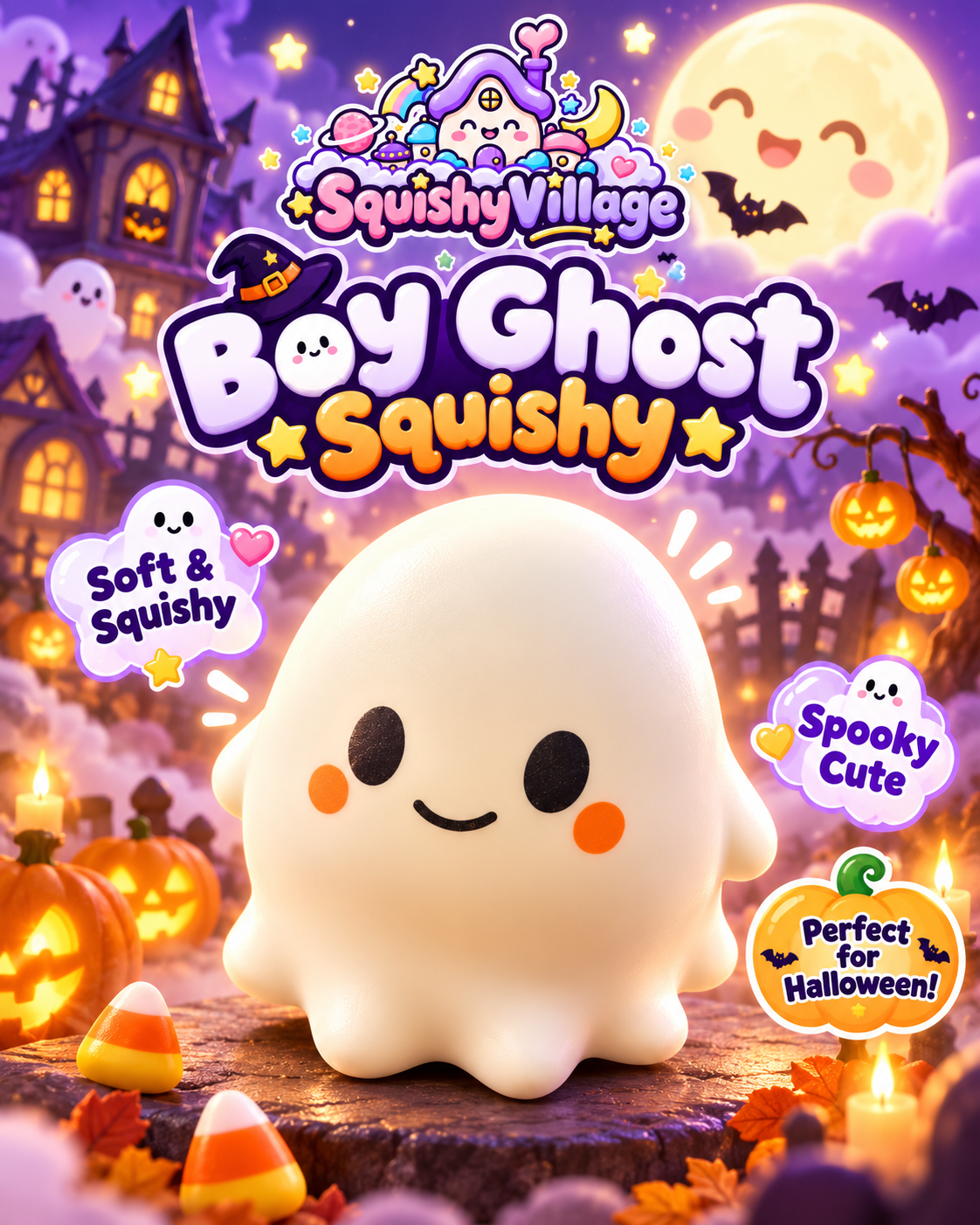Boy Ghost Squishy – Cute Halloween Stress Toy
