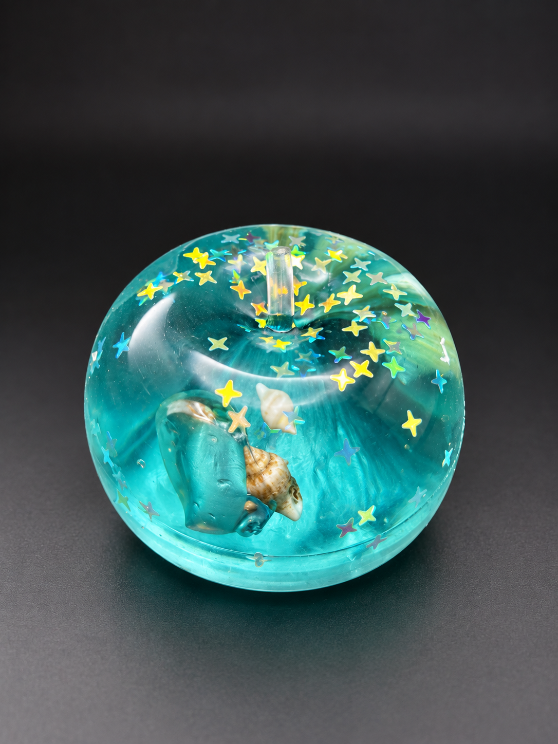 Sea Shells & Stars Apple Squishy – Aqua Jelly Stress Toy