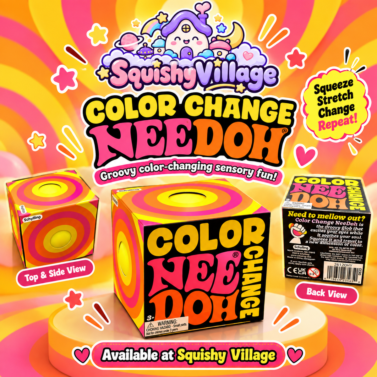 Yellow Color Change NeeDoh – Groovy Color-Changing Sensory Squishy 1 each