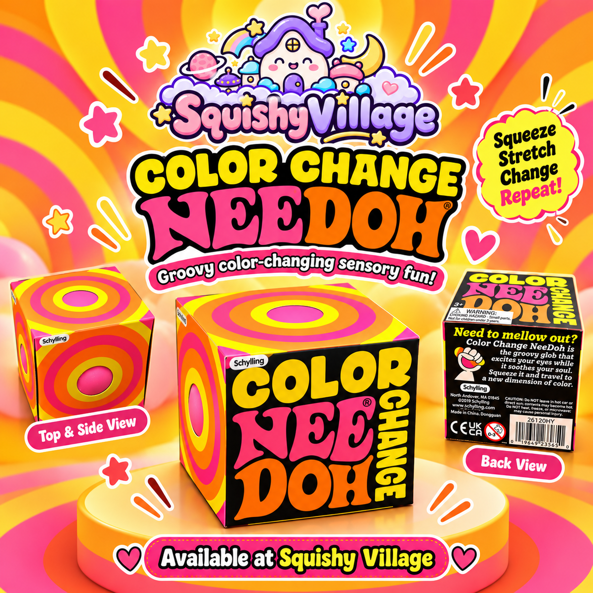 Pink Color Change NeeDoh – Groovy Color-Changing Sensory Squishy 1 each