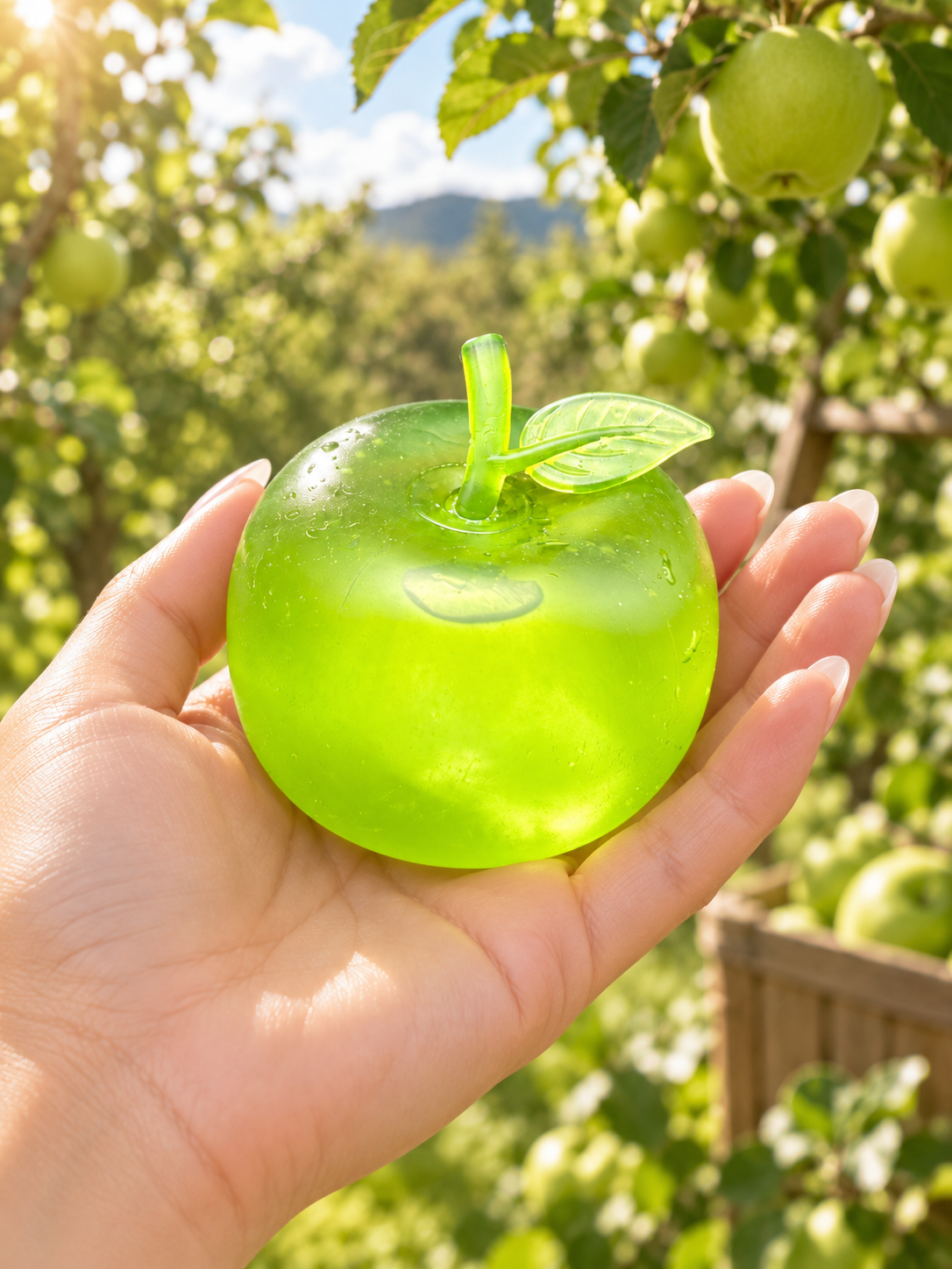 Green Apple Squishy Toy, Slow Rising Stress Reliever
